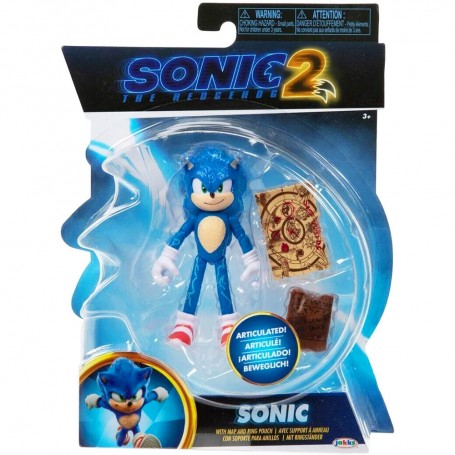Sonic with map and ring pouch Action Figure Sonic The Hedgehog 2 10cm