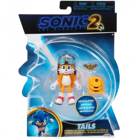 Tails avec sac à dos et accessoire ailé Figurine Articulée Sonic The Hedgehog 2 10cm